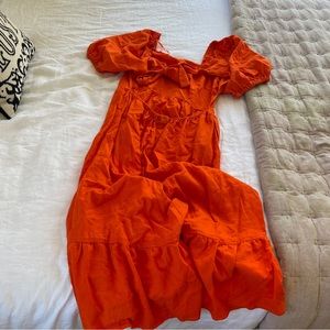 Who What Wear Puff Sleeve Midi Dress